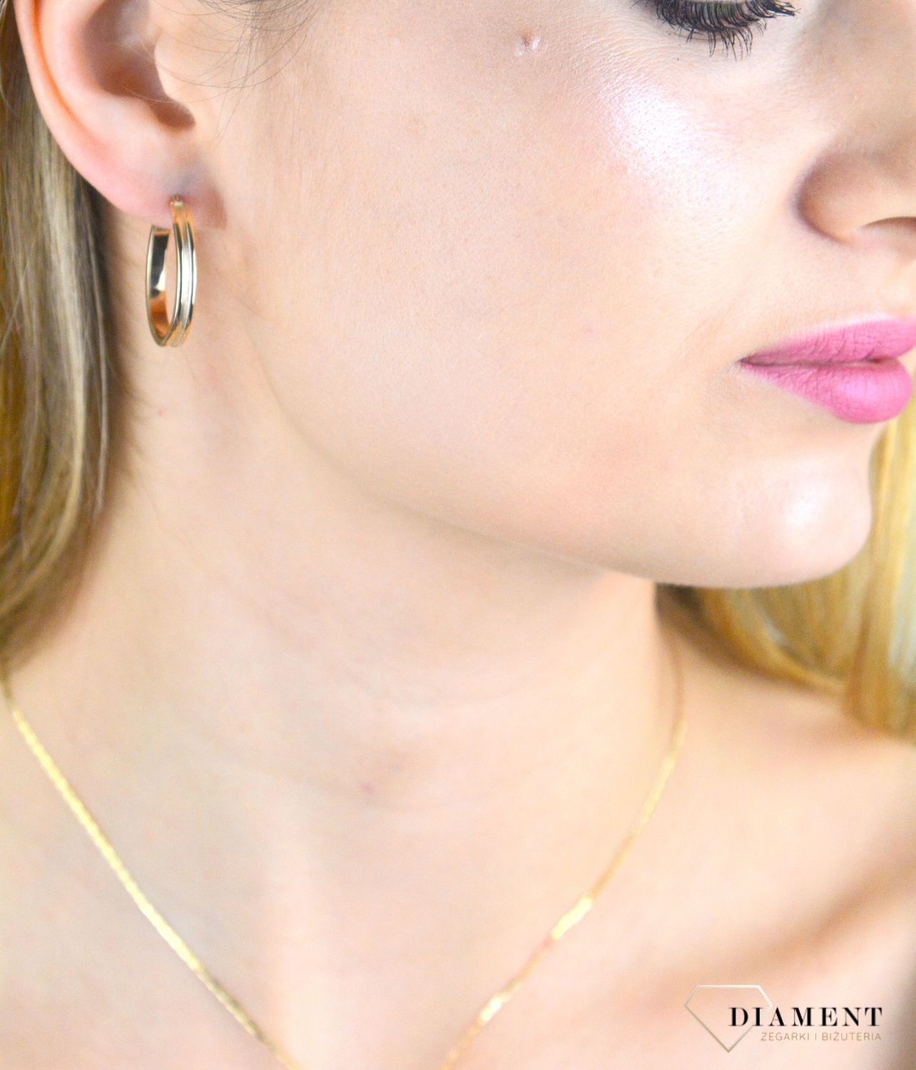 Złote kolczyki damskie 375 klasyczne koła w półmacie KL 9991 375.jpg